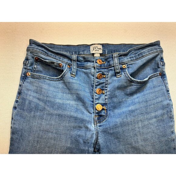 J.Crew Womens Straight Jeans Classic Button Fly Denim Stretch Size 30 Blue Solid - Picture 3 of 11